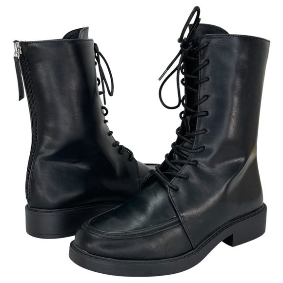 Journee Collection Nikks Black Faux Leather High Top Womens Boots Size 8M - Picture 8 of 9